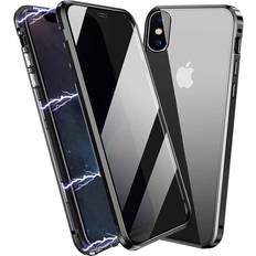 Screen Protectors Privacy Magnetic Case for iPhone XR, Anti Peep Magnetic Adsorption Privacy Screen Protector Double Sided Tempered Glass Metal Bumper Frame Anti-Peeping Phone Case Anti-Spy Cover for iPhone XR