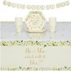 Confetti Gender Reveal Bee Theme Party Pack, He Or She What Will It Bee (Serves 24, 75 Pieces) White