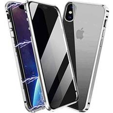 Screen Protectors Privacy Magnetic Case for iPhone XR, Anti Peep Magnetic Adsorption Privacy Screen Protector Double Sided Tempered Glass Metal Bumper Frame Anti-Peeping Phone Case Anti-Spy Cover for iPhone XR