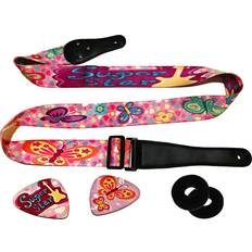 Pink Guitar Strap Adjustable For Kids & Girls Bundle Includes 2 Strap Locks & 2 Matching Picks Stocking Stuffer For Electric & Acoustic First Act Discovery & Guitar Lovers