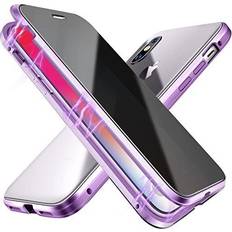 Mobile Phone Covers ESTPEAK Anti-peep Magnetic Case for iPhone Xs MAX,Anti Peeping Magnetic Double-Sided Privacy Screen Protector Clear Back Metal Bumper Antipeep Phone Cases Cover for iPhone Xs MAX (2018)-Purple