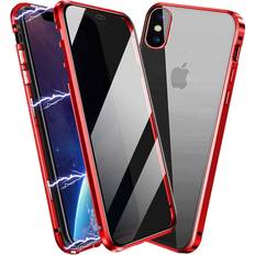 Screen Protectors Privacy Magnetic Case for iPhone XR, Anti Peep Magnetic Adsorption Privacy Screen Protector Double Sided Tempered Glass Metal Bumper Frame Anti-Peeping Phone Case Anti-Spy Cover for iPhone XR