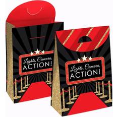 Big Dot of Happiness Big Dot of Happiness Red Carpet Hollywood Movie Night Gift Favor Bags Party Goodie Boxes Set of 12