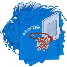 Blue Panda 12 Pack Drawstring Basketball Goodie Bags for Sports Party Favors, Kids Birthday Decoration (12 x 10 In) Blue