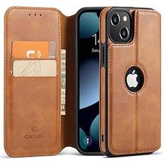 Iphone 13 case with card holder Casus Logo View Classic Wallet Leather Card Holder Cover Case for iPhone 13 Brown