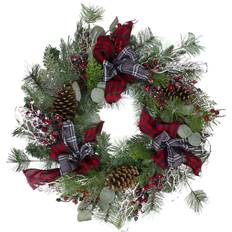 Northlight Dual Plaid and Berries Unlit Artificial Christmas Wreath