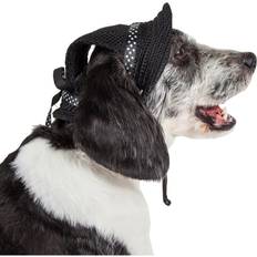 Petlife HT10BKMD Sea Sun UV Protectant Adjustable Fashion Mesh Brimmed Dog Hat Cap, Black