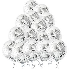 Birthdays Latex Balloons Silver Confetti Balloons 24 Pieces, 12 Inch Clear Latex Balloon with Confetti Inside for Graduation Decorations Engagement Bridal Shower Party Baby Shower Birthday Party Decoration Supplies