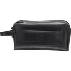 Men Toiletry Bags & Cosmetic Bags Men's Double Compartment Top Zipper Toiletry Kit Black