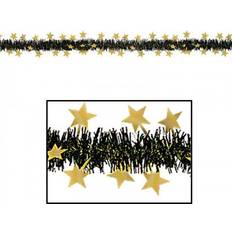 Confetti Beistle 12 Flame Resistant Metallic Star Garland- Black/Gold, 3/Pack Quill