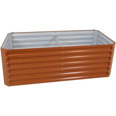 Pots & Planters Sunnydaze Decor Sunnydaze 71 35.5 Brown Galvalume Galvanized Steel Raised Garden Bed