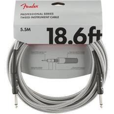 White Cables Fender Professional Series Straight To Straight Instrument Cable 18.6 Ft. White Tweed