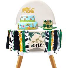 Green Cake Decorations Jungle Safari Highchair Banner Tropical Cake Decoration