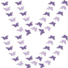 Purple Garlands & Confetti ADLKGG Butterfly Hanging Garland 3D Paper Bunting Banner Party Decorations Wedding Baby Shower Home Decor Purple 4 Pack, 110 inch