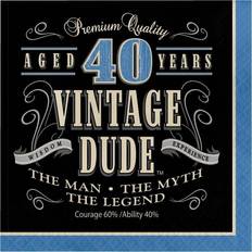 Paper Napkins on sale 48ct Vintage Dude 40th Birthday Napkins Blue