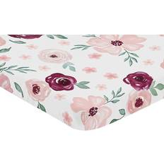 Red Sheets Sweet Jojo Designs Watercolor Floral Rose Mini Crib