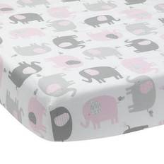 Sheets Lambs & Ivy Gray Pink Cotton Blend Fitted Sheets Crib Bed