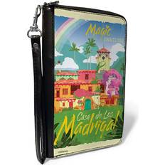 Green Wallets Buckle-Down Magic Awaits You Casa de las Madrigal PU Zip Around Wallet - Green/Black/Orange