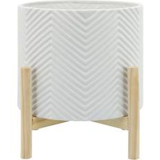 Pots & Planters Sagebrook Home 12 Ceramic Chevron Planter with Stand