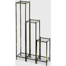 Outdoor plant stands Ore International 3pc Iron Square Plant Stands Black/Gold