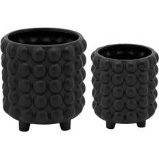 Pots, Plants & Cultivation Sagebrook Home Set of 2 6/8 Bubble Planters Matte Black