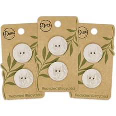 Dritz 23mm Recycled Hemp Round Floral Buttons Light Gray