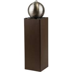 Silver Fountains & Garden Ponds Alpine Corporation 37" Indoor/Outdoor Metal Orb Fountain with River Rock Stones Brown/Silver