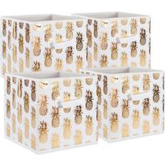 Guld Korgar Design Imports of 4 11" 11" Nonwoven Polyester Pineapple Square Storage Cube Korg