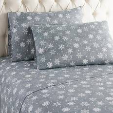 Micro Flannel Snowflakes Bed Sheet Grey