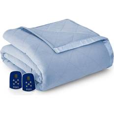 Natural Blankets Micro Flannel Electric Heated Queen Comforter/blanket Wedgwood Blankets Natural, Blue