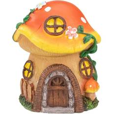 Orange Garden Ornaments Northlight 6.25 in. Orange Mushroom House Garden Statue