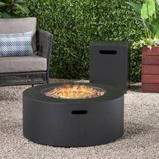 Concrete round fire pit Noble House Wellington 15.25 19.75 Round Concrete Propane Fire Pit