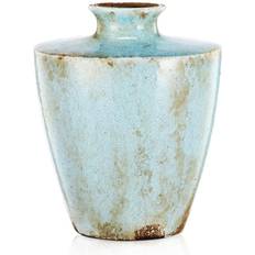 A&B Home 7.7 in. Blue Terracotta Vase