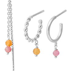 Silber Schmucksets Pernille Corydon Bloom Earring Box - Silver/Orange/Pink