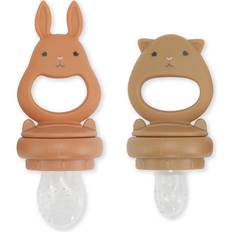 Fruit Feeding Pacifier Bunny 2-pack Almond/Terracotta