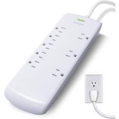 Power surge extension cord Philips 8-Outlet Surge Protector with 8ft Extension Cord, White