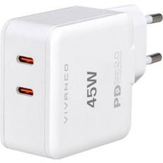 Usb c oplader dual Vivanco 45W Super Fast Dual Charge Vægoplader USB-C PD (Power Delivery) Hvid