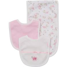 Baby Girl Rose Bib and Burp Set White
