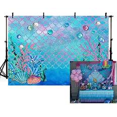 Photo Backgrounds MEHOFOTO 7x5ft Under The Sea Blue Photography Backdrop Ocean Mermaid Theme Girl Birthday Party Decoration Pearls Starfish Shell Ocean Theme Baby Shower Photo Studio Booth Background Banner