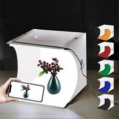 Lighting & Studio Equipment Puluz mini photo studio box, puluz 20cm portable photography shooting light tent kit, white folding lighting softbox with 20 led lights 6 backdrops for
