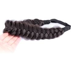 Brown Headbands Messy Wide 2 Strands Synthetic Hair Braided Headband Classic Chunky Plaited
