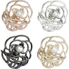 SONG 4PCS Flower Style Small Metal Hair Claw Clips Catch