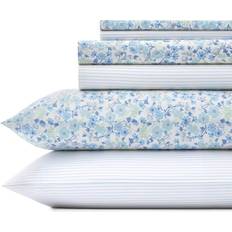 Textiles Laura Ashley Jaynie/ticking Stripe Bed Sheet Green, Blue