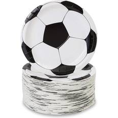 Blue Panda Disposable Plates Soccer Birthday Party Paper Plates 80-pack