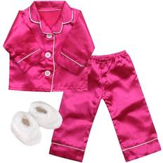 Sophia's Sophia's(R) Satin Pajamas and Slippers Pink