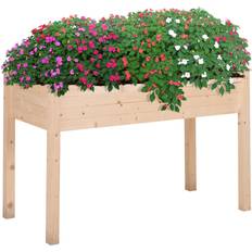 Outdoor Planter Boxes OutSunny Elevated Plant Workstation & Bed w/ Country Style & Inner Erosion Bag