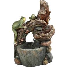 Green Fountains LuxenHome Frogs And Tree Indoor/outdoor Fountain