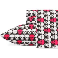 Betsey Johnson Skulls Twin Bed Sheet Pink, White (243.84x167.64cm)