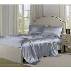 Textiles 280 Thread Count Satin Charmeuse Bed Sheet Silver