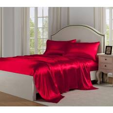 King size satin sheet 280 Count Satin Charmeuse Bed Sheet Red